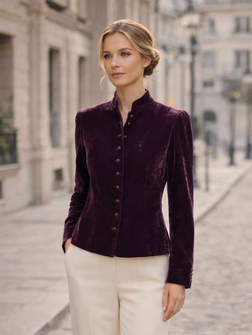 Ralph Lauren Velvet Jacket Plum Silk Blend Tailored Blazer Size 10